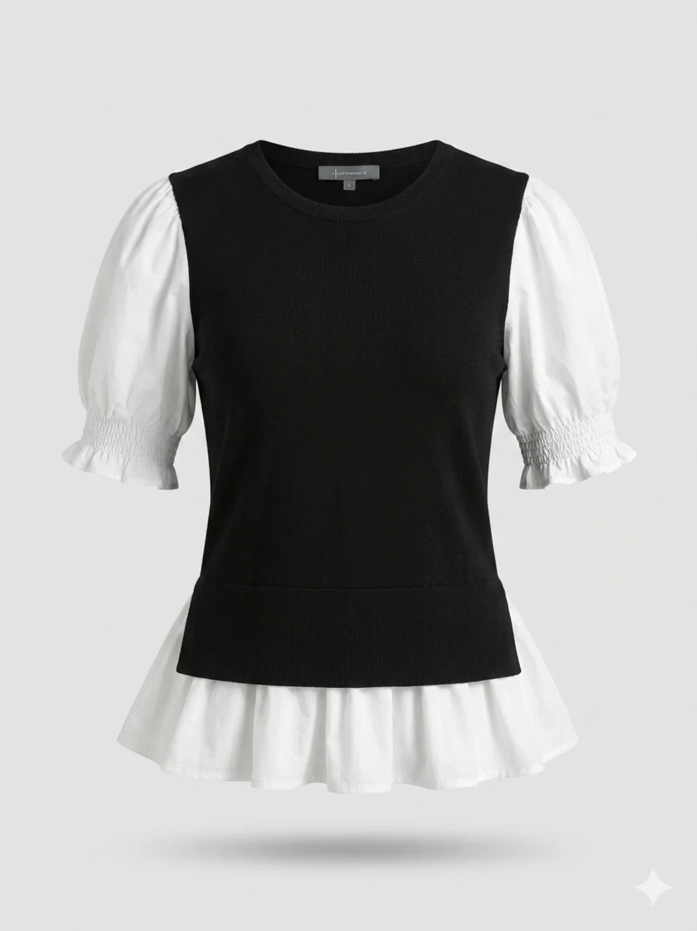 Anthropologie White And Black Knit Top